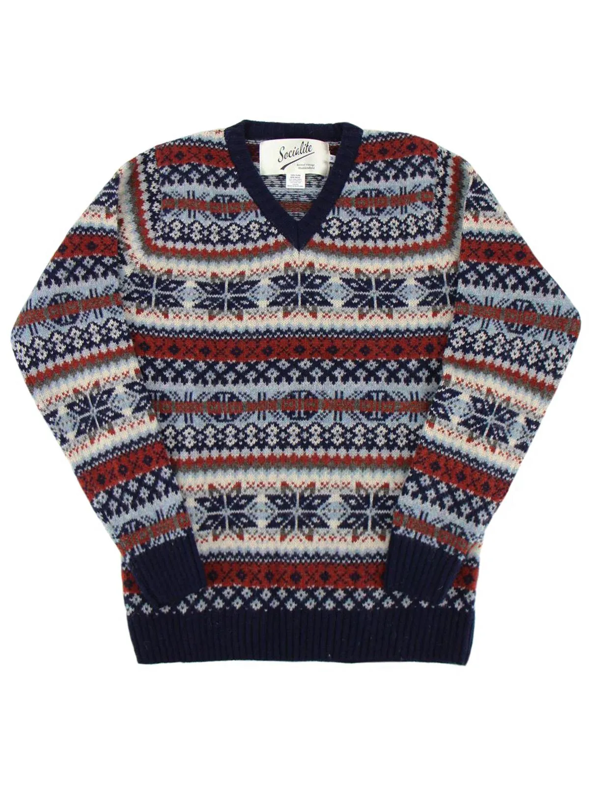 1940s Vintage Scottish Wool Fairisle Knit Jumper in Mountain Blue