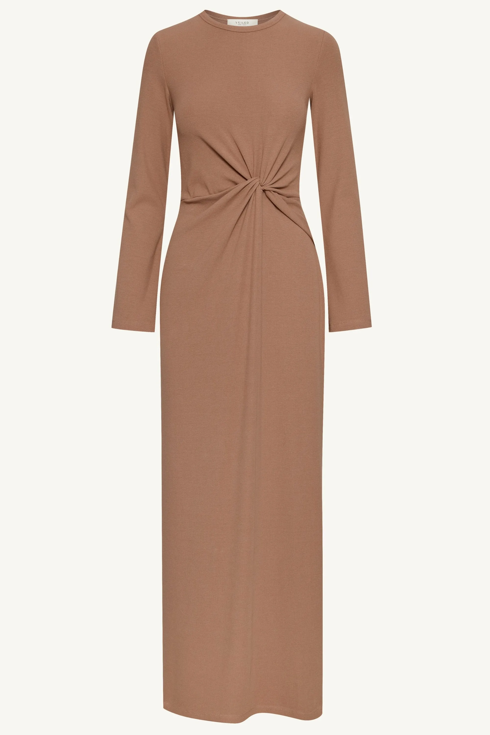 Aissia Ribbed Twist Front Maxi Dress - Brownie