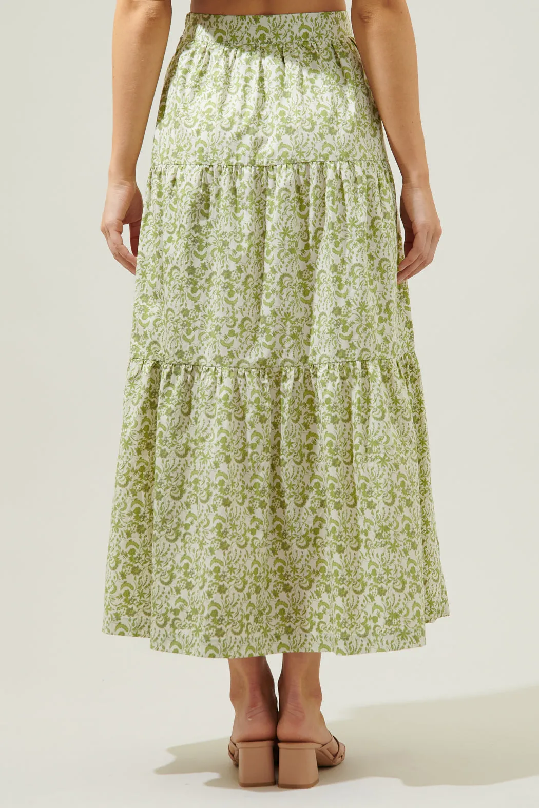 Baudelaire Floral Desmond Tiered Midi Skirt