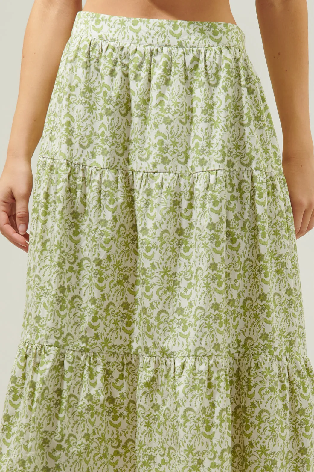 Baudelaire Floral Desmond Tiered Midi Skirt