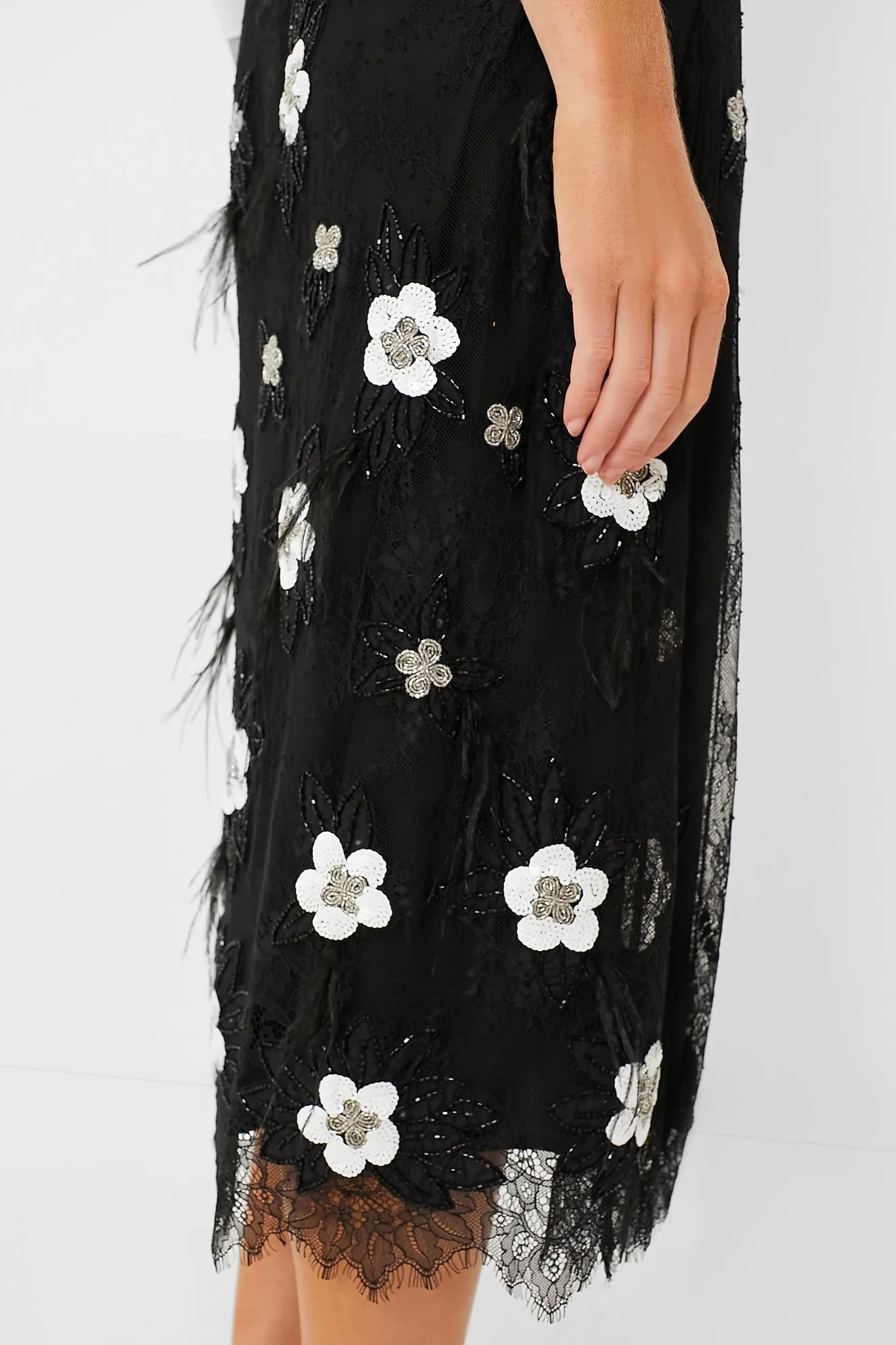 Black Bethany Lace Midi Skirt