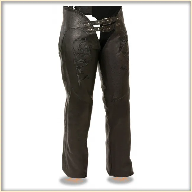 Black hip hugger women leather chap