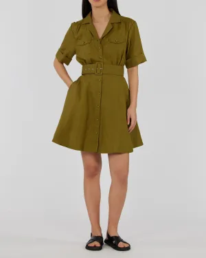 Cadence Linen Mini Dress - Olive