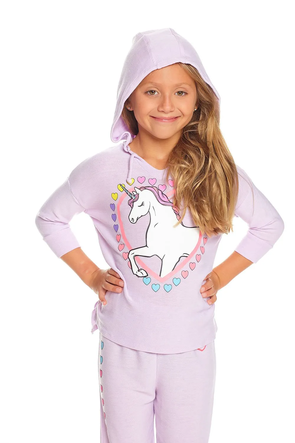 CHASER - Girls Cozy Knit 3/4 Sleeve Pullover Unicorn Hoodie