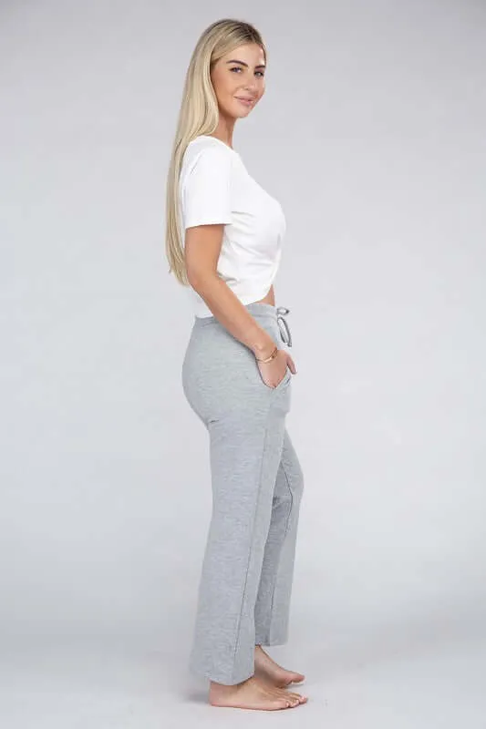 Comfy Relaxed Fit Lounge Wide Pants with Drawstrings