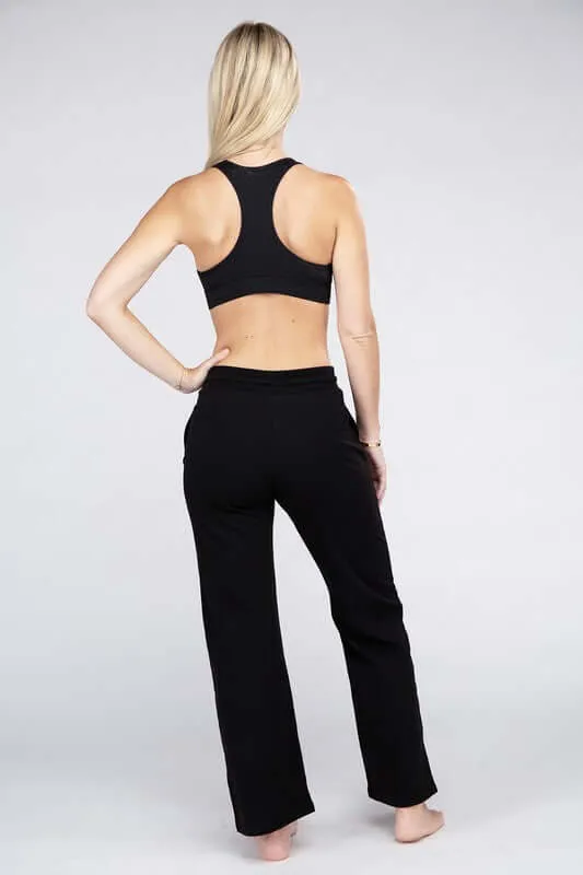 Comfy Relaxed Fit Lounge Wide Pants with Drawstrings