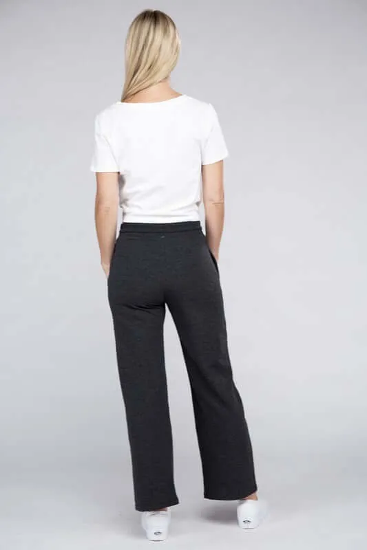 Comfy Relaxed Fit Lounge Wide Pants with Drawstrings