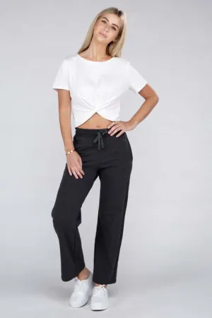 Comfy Relaxed Fit Lounge Wide Pants with Drawstrings