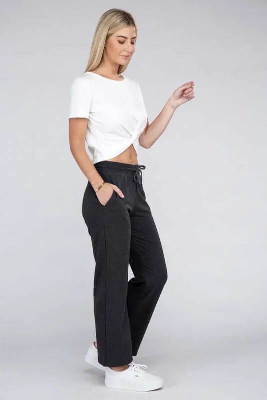 Comfy Relaxed Fit Lounge Wide Pants with Drawstrings