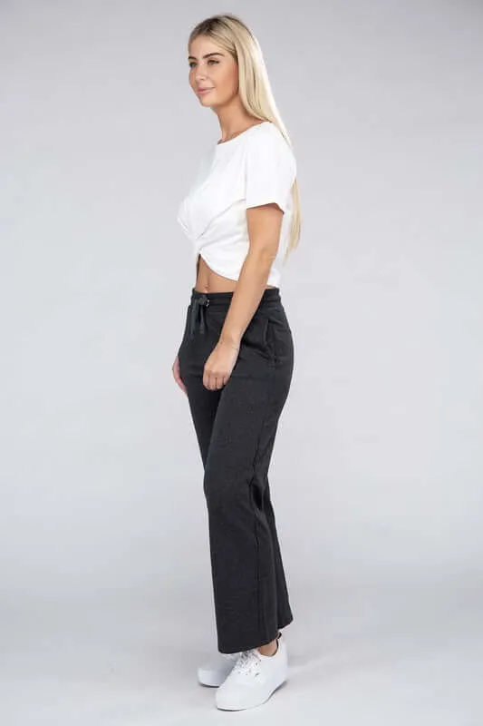 Comfy Relaxed Fit Lounge Wide Pants with Drawstrings