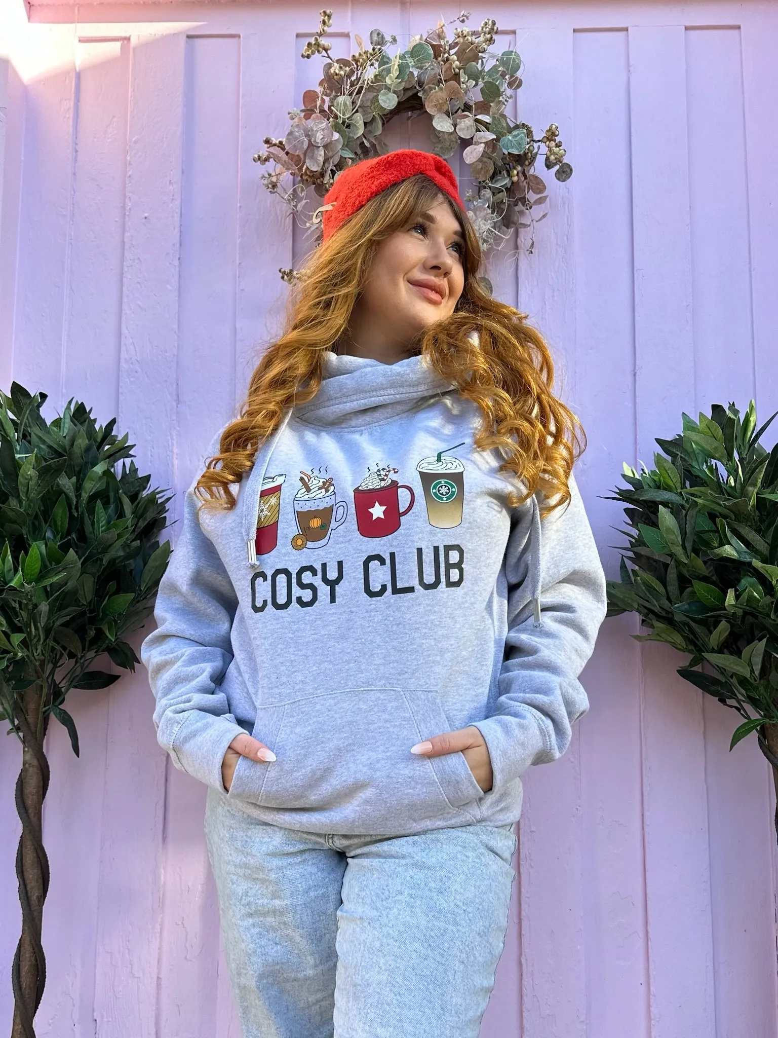 'Cosy Club' Festive Luxe Hoodie - Grey