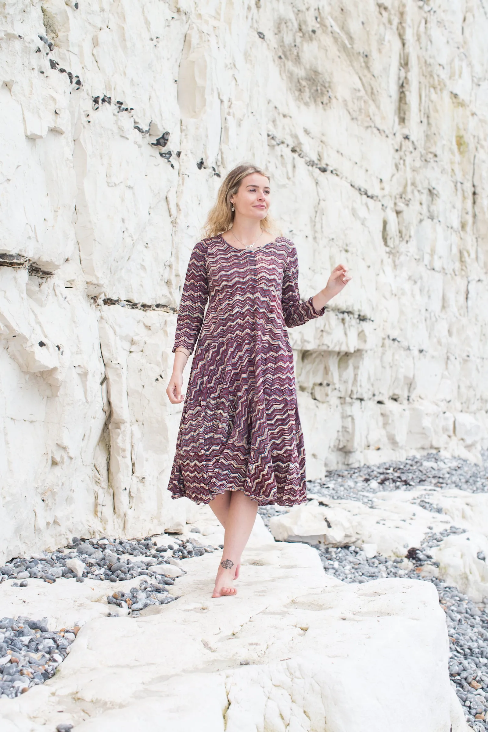 Dewani Dress Hand Block Printed in Cotton Jersey - A Few Left!