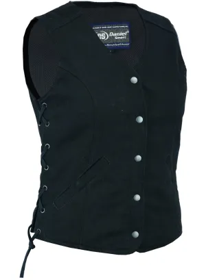 DM908  Women's Denim Longer Body &frac34; Vest - Side Laces