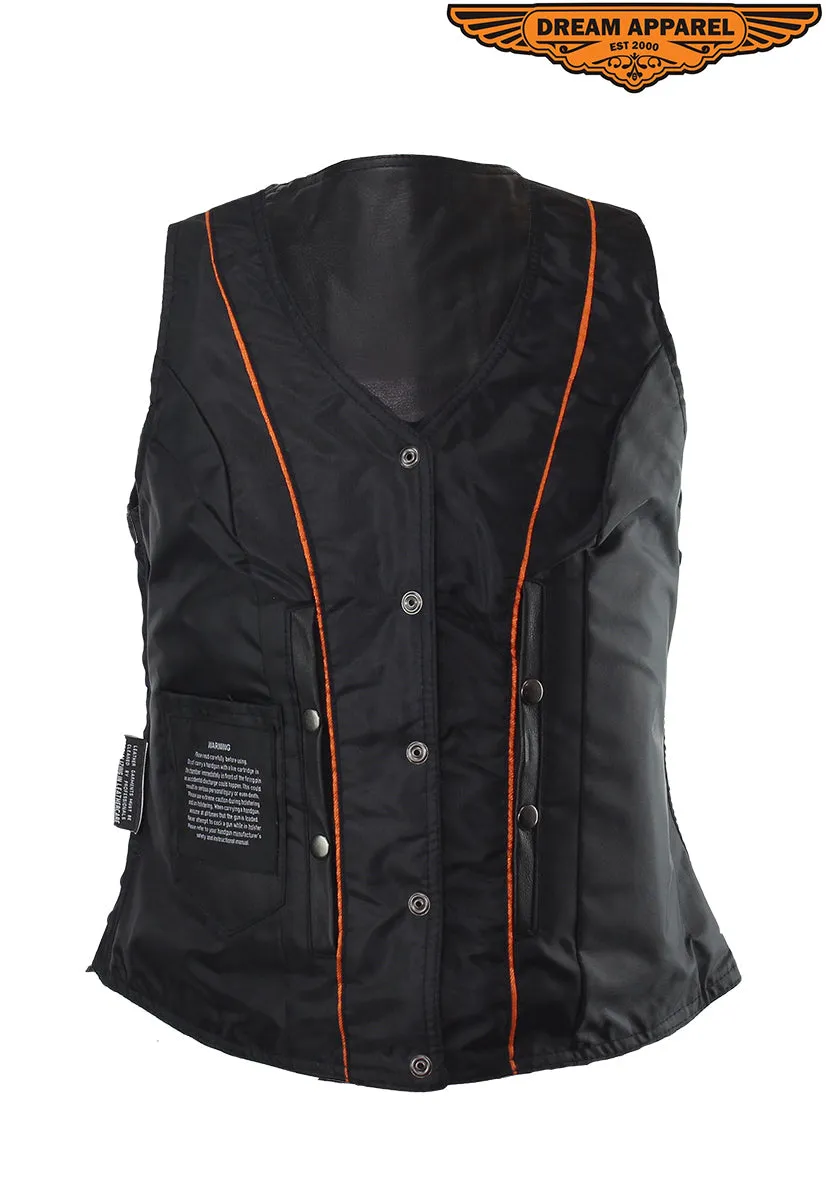 Dream Apparel Ladies Naked Cowhide Leather Vest With Concealed Carry Pockets