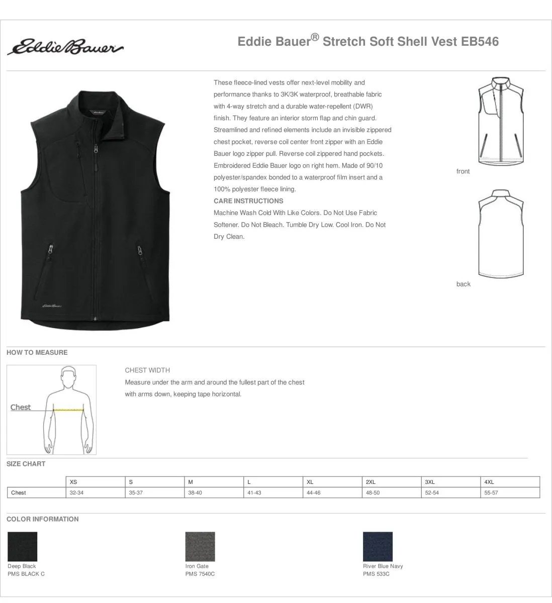 Eddie Bauer® Stretch Soft Shell Vest Custom Made Embroidered