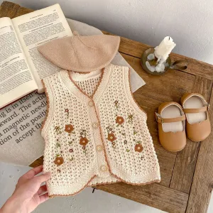 Embroidery Knit Floral Vest