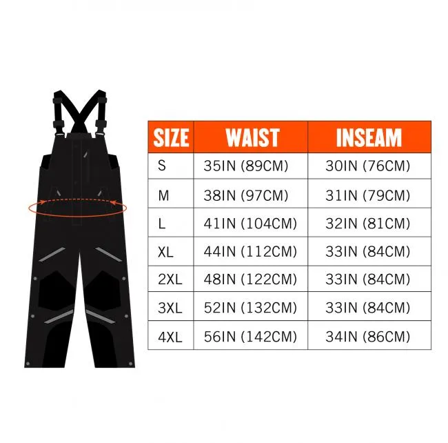 Ergodyne N-Ferno 6471 Heavy-Duty 500D Nylon Shell Overall Insulated Bib - Black