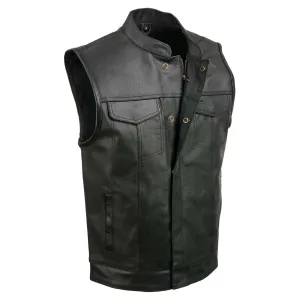 Event Leather ELM3910 Black Motorcycle Leather Vest for Men w/ Dual