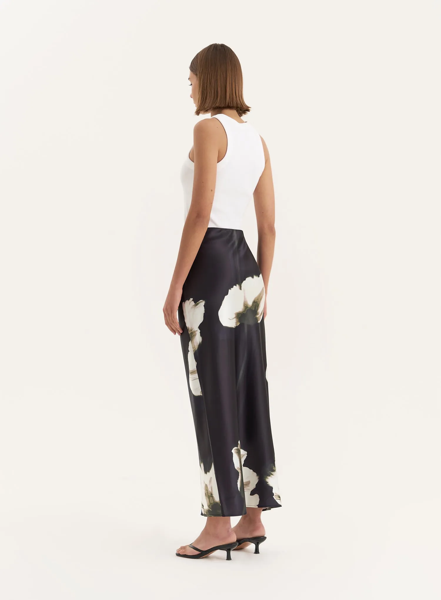 Floral Print Satin Maxi Skirt- Novah