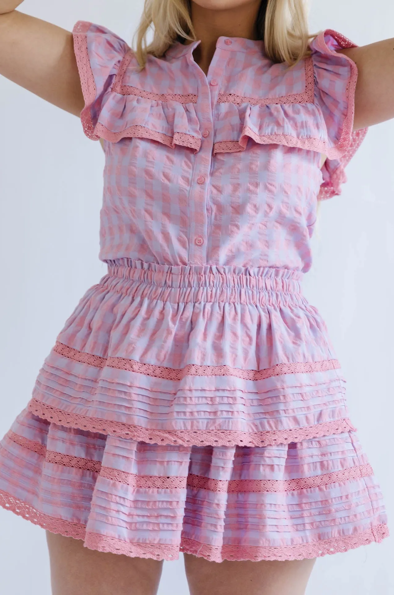 Georgie Gingham Ruffle Mini Skirt Set