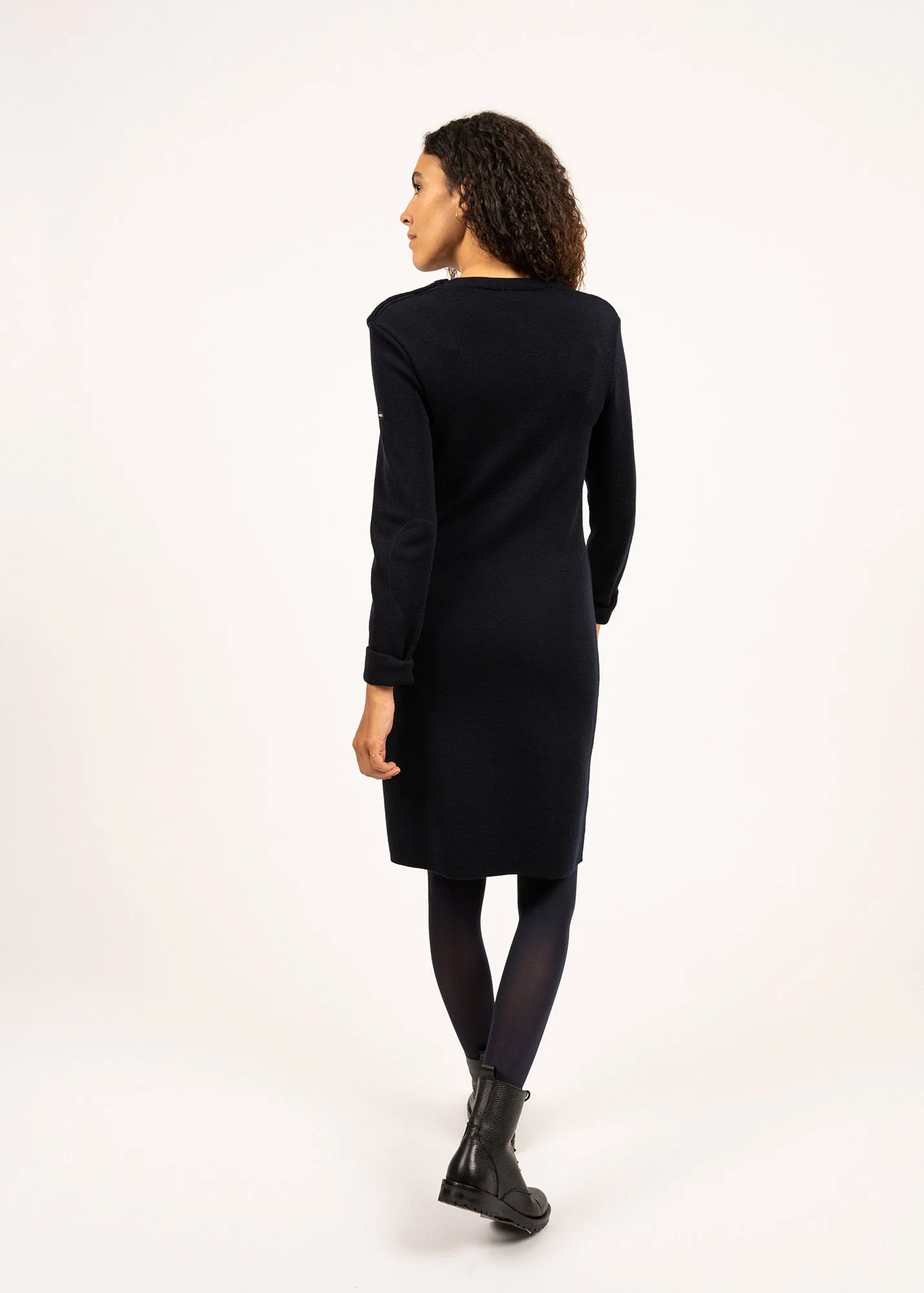 Grande Marée jumper dress - plain, in wool (NAVY)