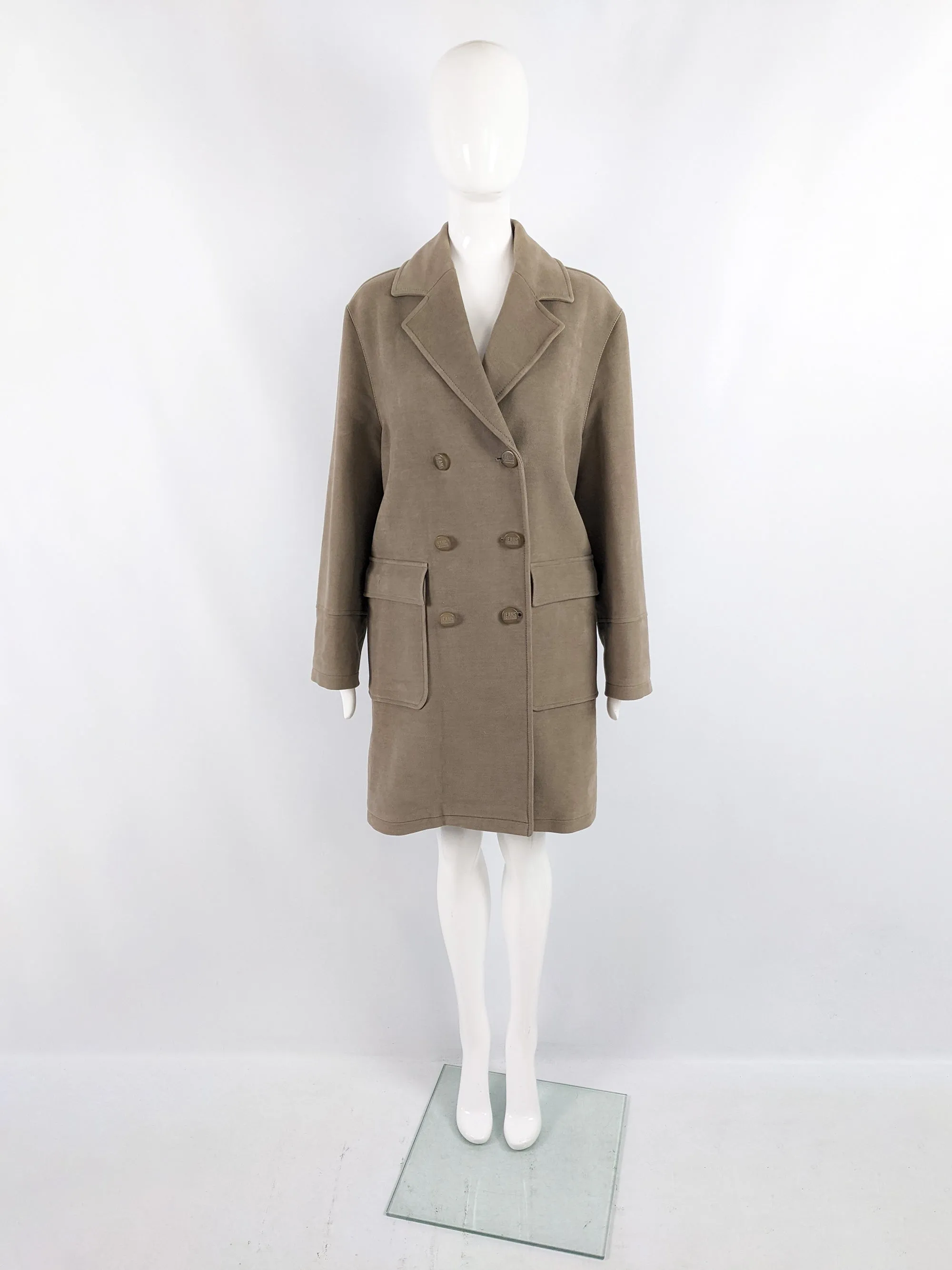 Iceberg Vintage Womens Velvet Pea Coat, 1990s