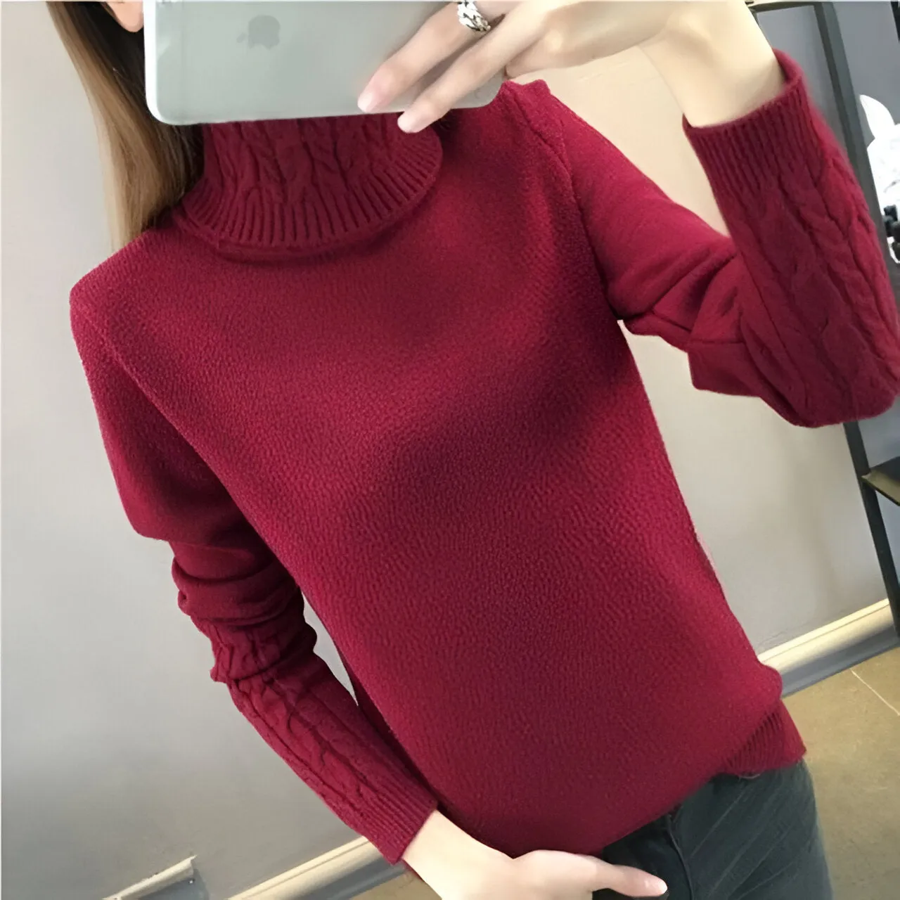 Ivyshape | Cozy Turtleneck Sweater For Autumn & Winter