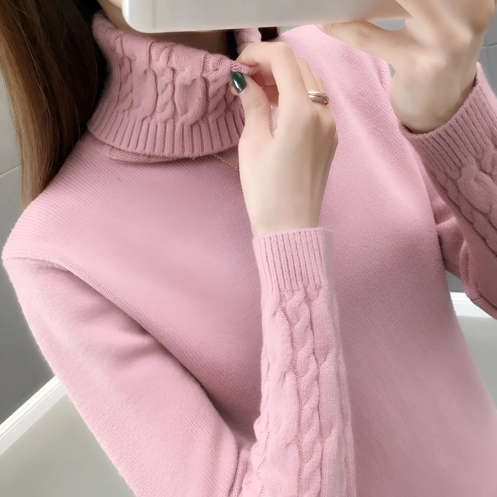 Ivyshape | Cozy Turtleneck Sweater For Autumn & Winter