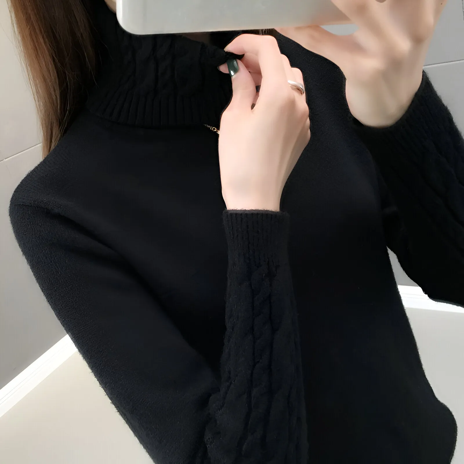 Ivyshape | Cozy Turtleneck Sweater For Autumn & Winter