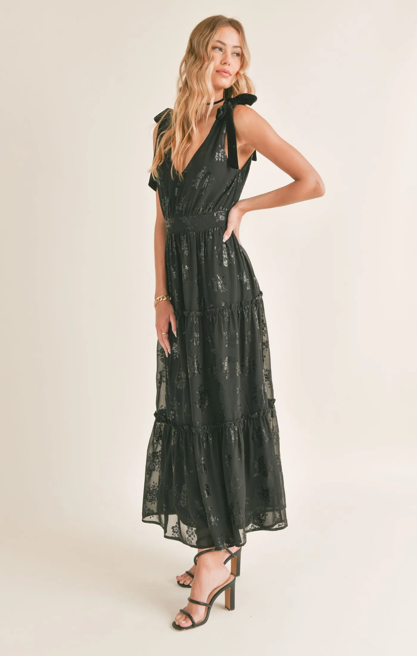 Like No Other Shoulder Tie Midi Dress