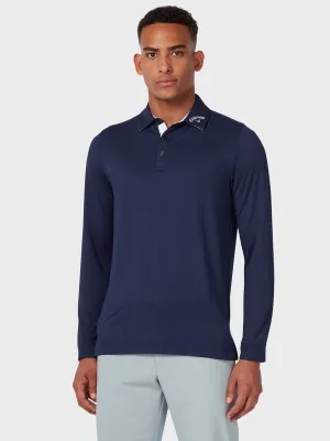 Long Sleeve Performance Polo In Peacoat