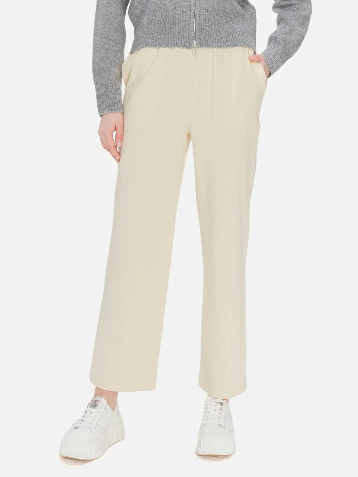 Loose Elastic Drawstring Waist Wide Leg Pants