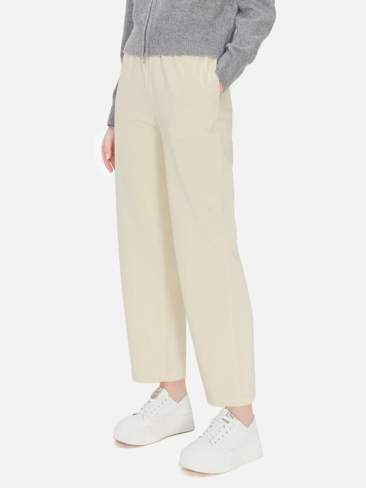 Loose Elastic Drawstring Waist Wide Leg Pants