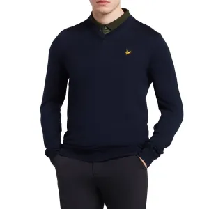 Lyle & Scott Golf Merino Blend V Neck Pullover - Navy