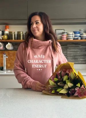 'Main Character Energy' Luxe Hoodie - Dusky Pink