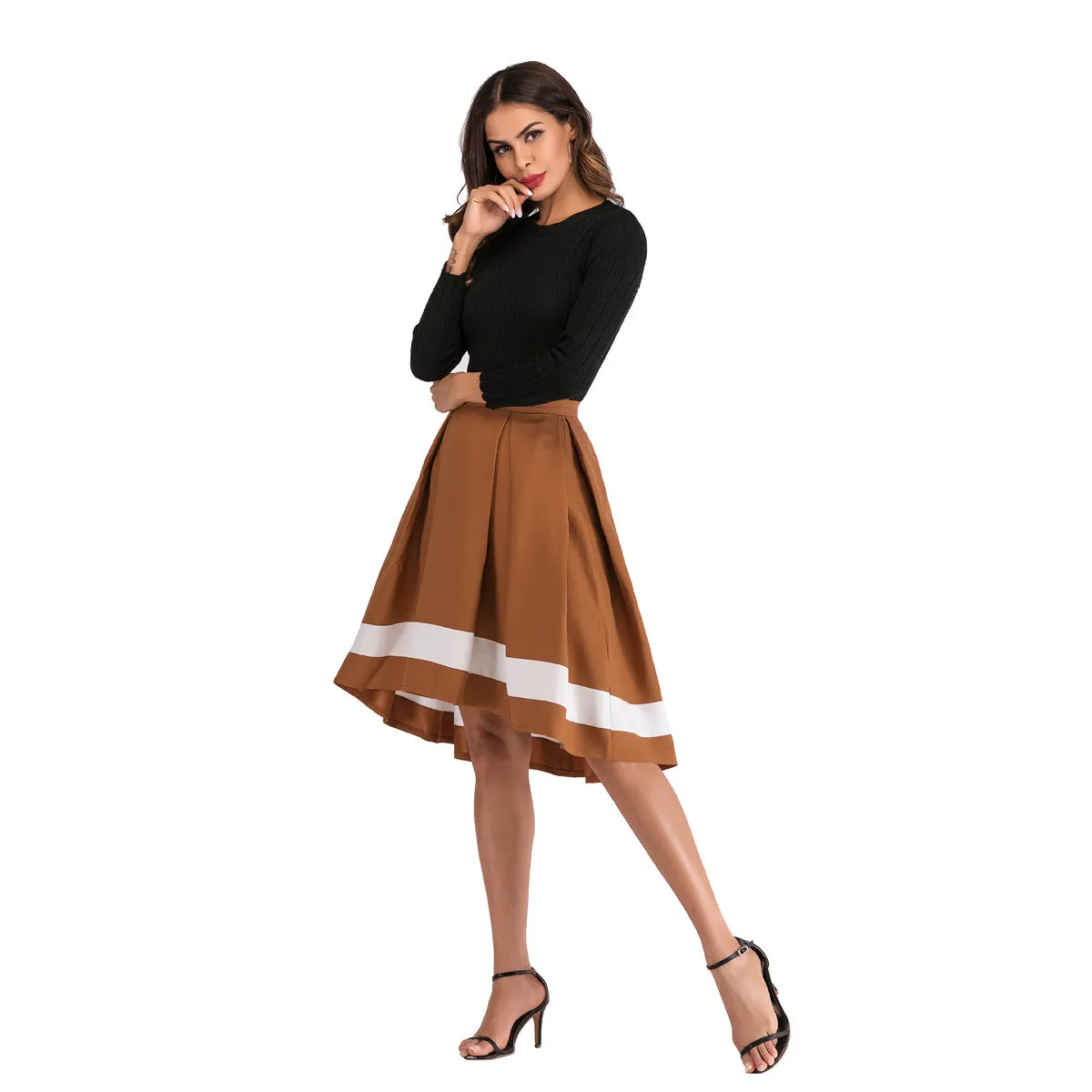 Mix Colours Niche Mid-Length Mid Length Skirt