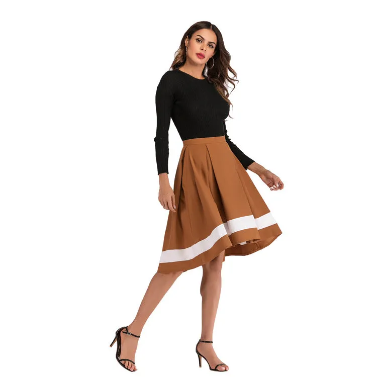 Mix Colours Niche Mid-Length Mid Length Skirt