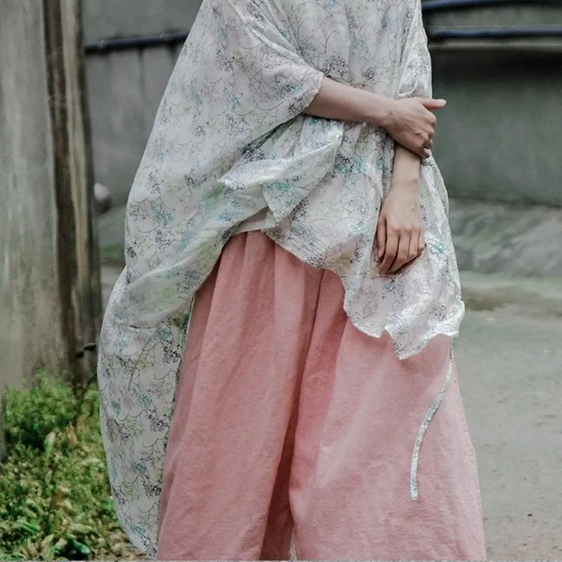 Pink Cotton Linen Palazzo Pants | Lotus