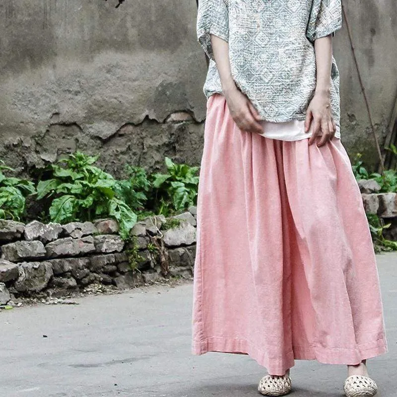 Pink Cotton Linen Palazzo Pants | Lotus