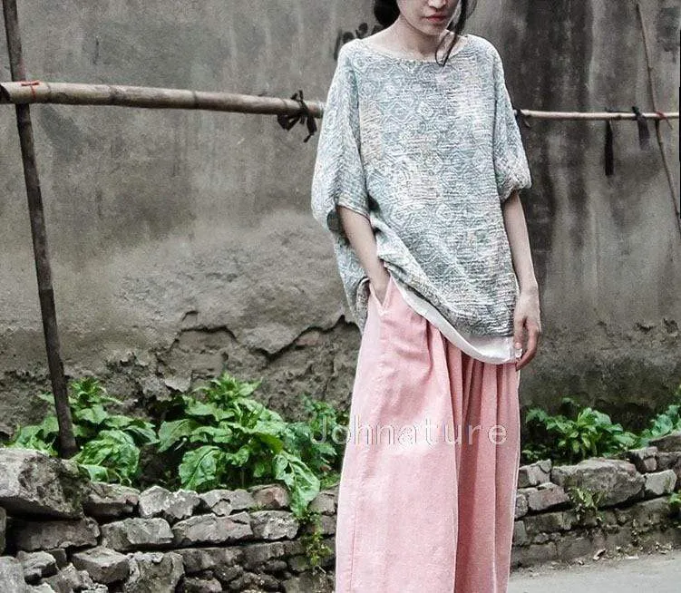 Pink Cotton Linen Palazzo Pants | Lotus