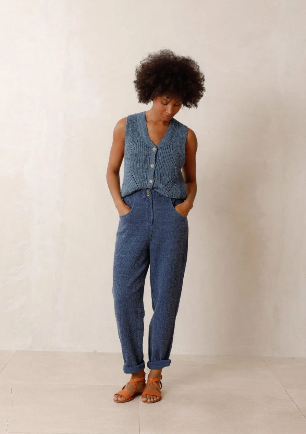 Relaxed Textured Trouser | Indi & Cold