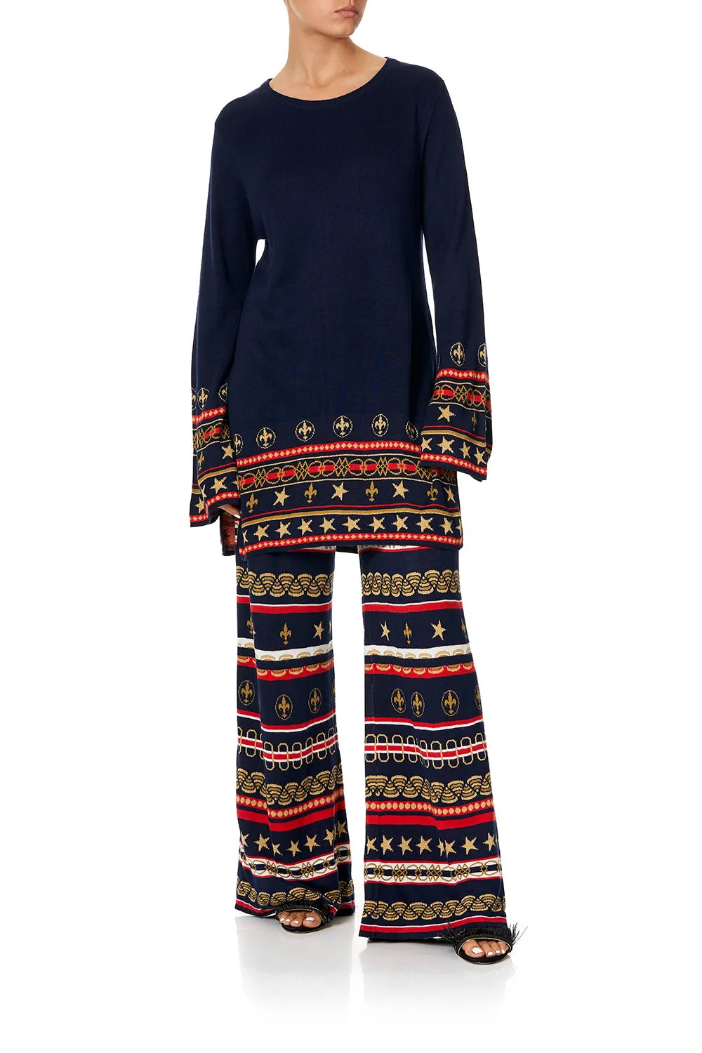 WIDE LEG JACQUARD KNIT PANT COSTUME PARTY