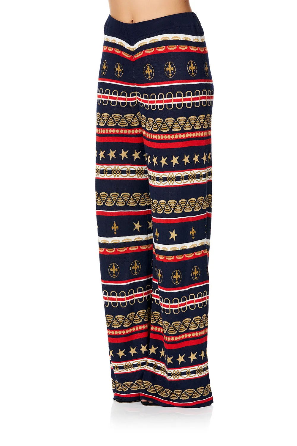 WIDE LEG JACQUARD KNIT PANT COSTUME PARTY