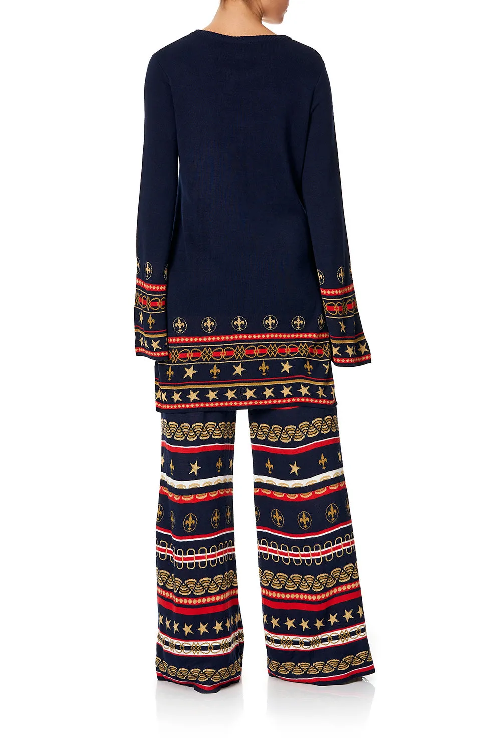 WIDE LEG JACQUARD KNIT PANT COSTUME PARTY