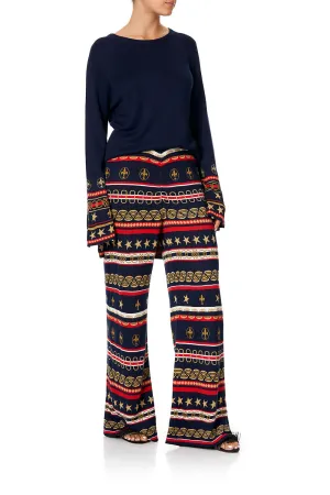 WIDE LEG JACQUARD KNIT PANT COSTUME PARTY