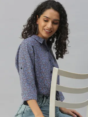 Women Blue Floral Shirt