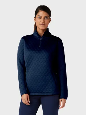 Women's Quilted 1/4 Zip Fleece Pullover In Peacoat