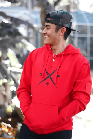 X 2.0 Logo   Cotton Hoodie Blue/ Red